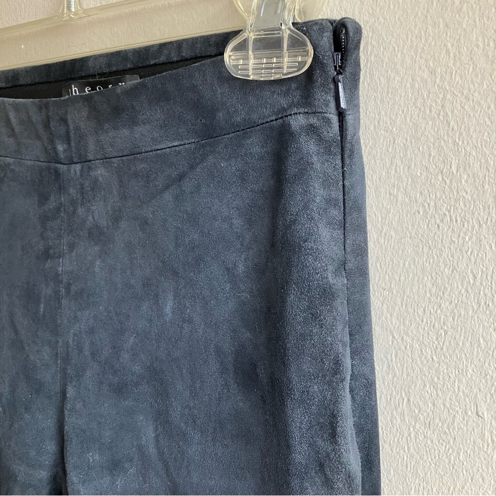 Theory Black Suede Tonerma Leggings Size 00 Ankle Zip Skinny Pants High Rise - Picture 7 of 11